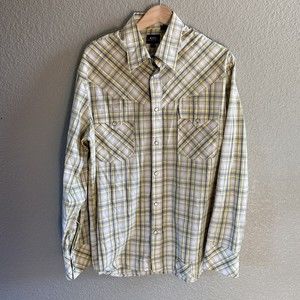 G-Star Mens XXL Raw  3301 Long Sleeve Trucker Shirt Pearl Snap Plaid  Western